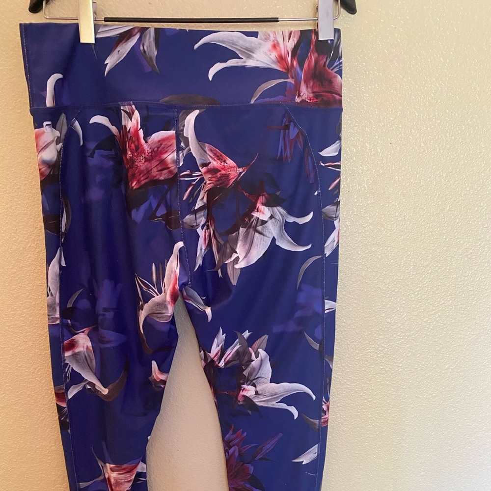 FABLETICS LEGGINGS, PURPLE/FLORAL, XXL